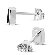 Black Onyx Rectangle Silver Stud Earrings, e374st